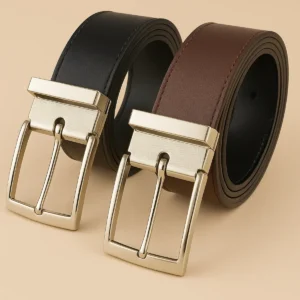 Cinto Masculino Couro Dupla Face com Fivela Giratória Cores Preto e Marrom - AliExpress