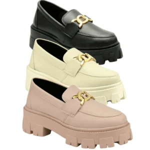 Kit 3Mocassim Feminino Tratorado GuGi Cano Curto Com Salto E Fivela K3-403 - AliExpress