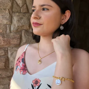 Brinco Argolinha Árvore de Vida Folheado - AliExpress