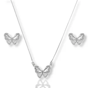 Colar Com Pingente e Brinco Feminino Borboleta Prata Pura - AliExpress